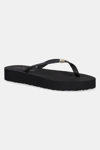 Šľapky Tommy Hilfiger ELEVATED CHIC BEACH SANDAL čierna farba, na plochom podpätku, FW0FW08523