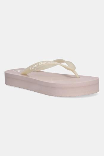 Šľapky Calvin Klein Jeans BEACH SANDAL FLATFORM TPU dámske, ružová farba, na platforme, YW0YW01830