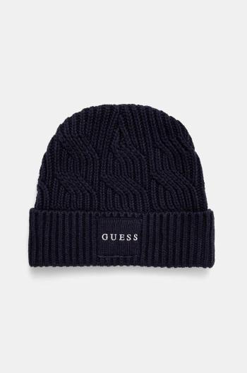 Čiapka s prímesou vlny Guess CABLE BEANIE tmavomodrá farba, z hrubej pleteniny, M4BZ10.Z3HD1