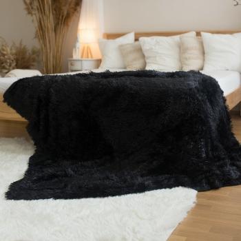 Pătură cu fire lungi Jerry Fabrics Riccianegru, 150 x 200 cm, negru, 150 x 200 cm