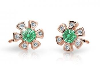 Cutie Jewellery Detské náušnice z ružového zlata C2156-30-X-4 zelená