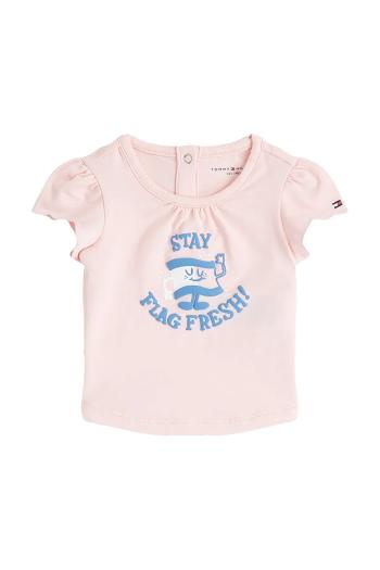 Tričko pre bábätko Tommy Hilfiger ružová farba, KN0KN02025