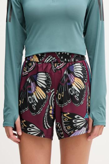 Tréningové šortky adidas Performance x Farm Rio bordová farba, vzorované, vysoký pás, JL7005