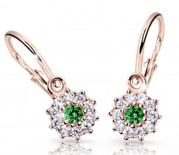 Cutie Jewellery Detské náušnice z ružového zlata C2749-10-X-4 zelená