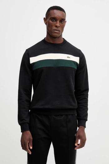 Bavlnená mikina Lacoste čierna farba, jednofarebná, SH5498