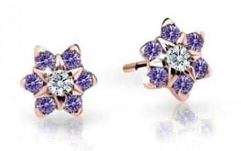 Cutie Jewellery Pôvabné detské náušnice z ružového zlata C2152-30-X-4 fialová