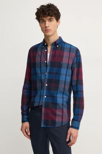 Bavlnená košeľa Tommy Hilfiger pánska, bordová farba, regular, s golierom button-down, MW0MW37351