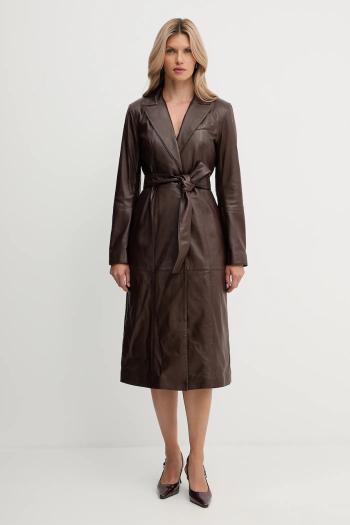 Kožený kabát Marciano Guess LANA hnedá farba, 5YGL08 7345A