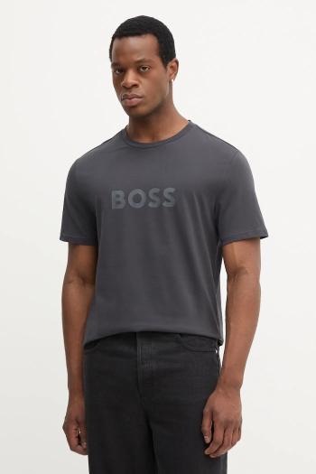 Bavlnené tričko BOSS čierna farba, vzorované, 50491706