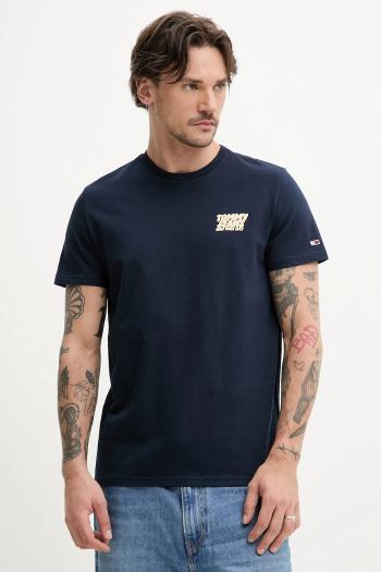 Bavlnené tričko Tommy Jeans pánske, tmavomodrá farba, jednofarebné, DM0DM21863