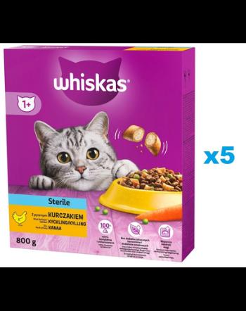 WHISKAS hrana pisici sterilizate, cu pui 5x800g