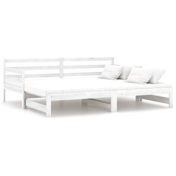 Výsuvná váľanda biela masívna borovica 2 × (90 × 200) cm, 806956
