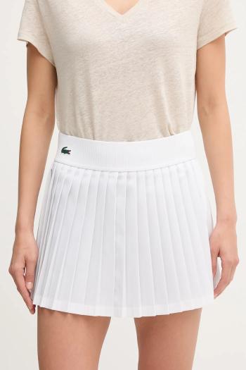Sukňa Lacoste biela farba, mini, áčkový strih, JF8594