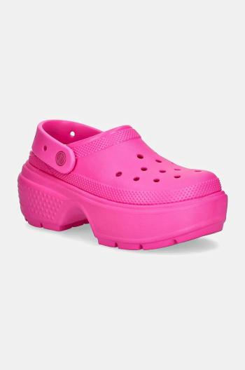 Šľapky Crocs Stomp Clog dámske, ružová farba, na platforme, 209347