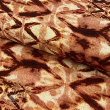 Viskóza s ľanom Shibori TIE DYE brown digital print