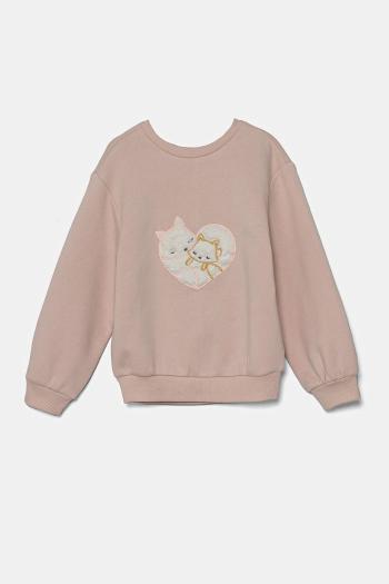 Detská mikina United Colors of Benetton ružová farba, s nášivkou, 39M2G10GD