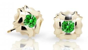 Cutie Jewellery Slušivé detské náušnice zo žltého zlata C2216-30-X-1 zelená