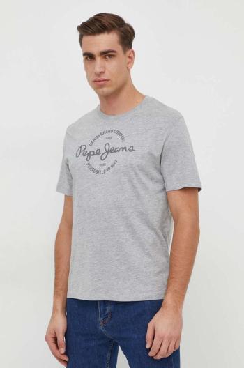 Bavlnené tričko Pepe Jeans Craigton pánske, šedá farba, s potlačou, PM509230