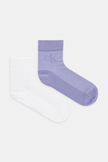 Ponožky Calvin Klein Jeans 2-pak dámske, fialová farba, 701231400