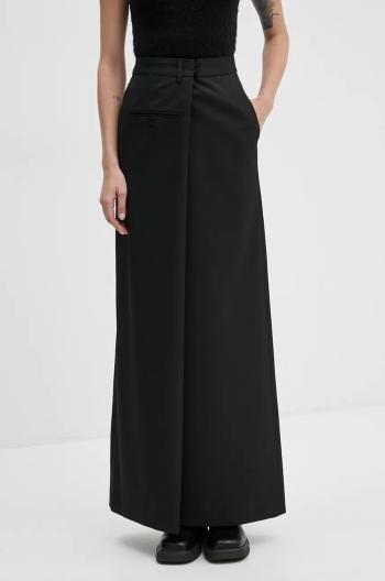 Sukňa MM6 Maison Margiela čierna farba, maxi, rovný strih, S62MI0025.M35227