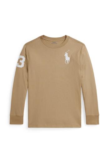 Bavlnené tričko s dlhým rukávom Polo Ralph Lauren béžová farba, 323853891023