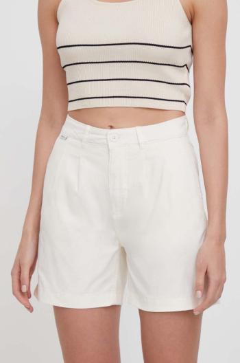 Šortky Pepe Jeans VANIA dámske, béžová farba, jednofarebné, vysoký pás, PL801094