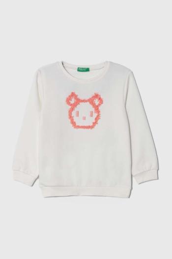 Detská mikina United Colors of Benetton biela farba, s nášivkou