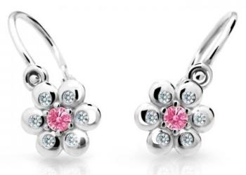 Cutie Jewellery Kytičkové detské náušnice z bieleho zlata C2247-10-X-2 fuchsiová