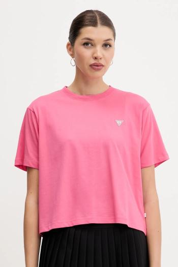 Bavlnené tričko Guess Jeans dámske, fialová farba, W4YI05 K8HM0