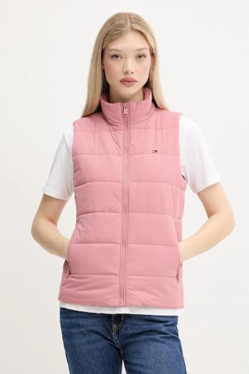 Vesta Tommy Jeans dámska, ružová farba, prechodná, DW0DW21409