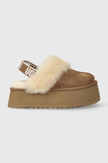 Semišové papuče UGG W FUNKETTE hnedá farba, 1113474 CHE