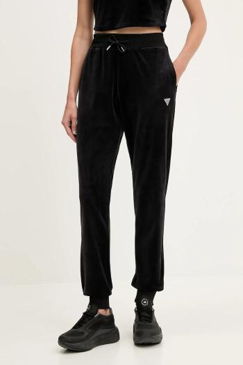 Velúrové tepláky Guess COUTURE čierna farba, jednofarebné, V3BB27 K0232