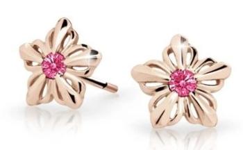 Cutie Jewellery Detské kvietkové náušnice z ružového zlata C2238-30-X-4 fuchsiová