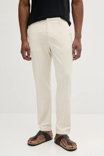 Nohavice Pepe Jeans SLIM CHINO POPLIN pánske, béžová farba, rovné, PM211873