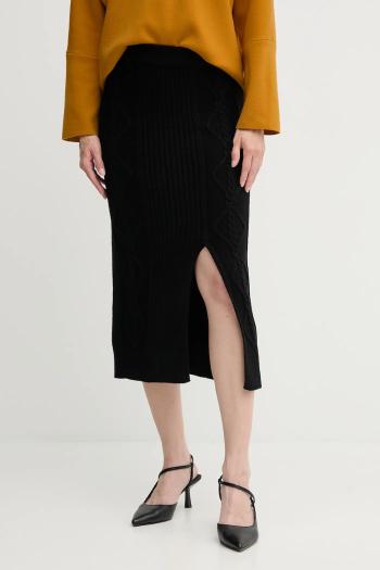 Sukňa Dkny bordová farba, midi, rovný strih, DJ4R0377