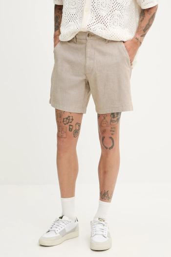 Šortky s prímesou ľanu Hollister Co. béžová farba, melanžová, KI328-5167