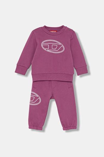 Detská tepláková súprava z bavlny Diesel STIMOTYB-SET OVERALLS fialová farba, K00716