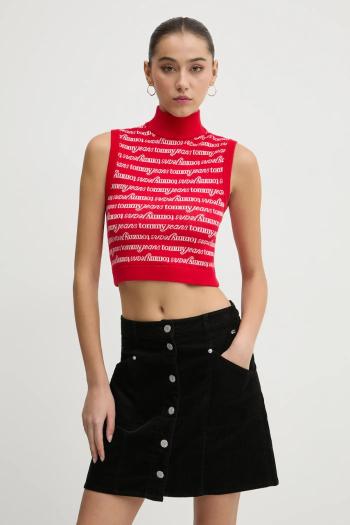 Vesta Tommy Jeans červená farba, tenká, DW0DW19346