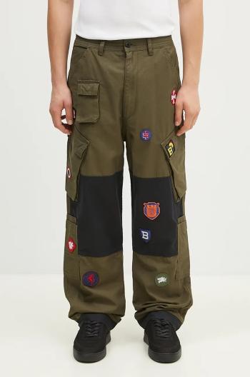 Bavlnené nohavice Billionaire Boys Club Patch Cargo Pant zelená farba, rovné, B24315