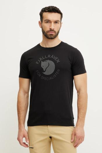 Športové tričko Fjallraven Fjällräven Fox čierna farba, s potlačou, F87052