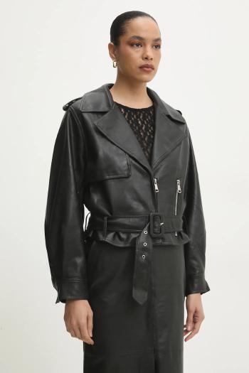 Bunda Answear.LAB čierna farba, prechodná, oversize