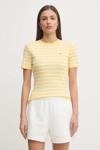 Bavlnené tričko Tommy Hilfiger dámske, biela farba, WW0WW40587