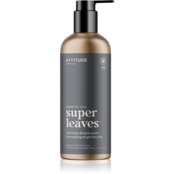 Attitude Super Leaves Essentials šampón a sprchový gél 2 v 1 Peppermint & Sweet Orange 473 ml