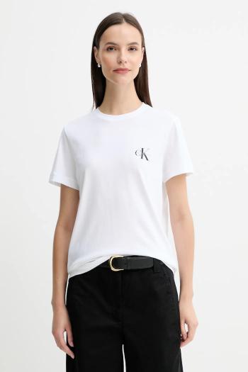 Bavlnené tričko Calvin Klein Jeans dámske, biela farba, LV047C905G