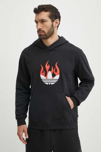 Bavlnená mikina adidas Originals pánska, čierna farba, s kapucňou, s nášivkou, IS0208