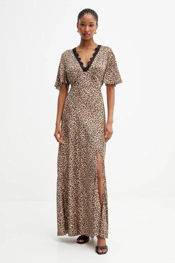 Šaty Guess MARTINE hnedá farba, maxi, áčkový strih, W5YK01 WHEZ2