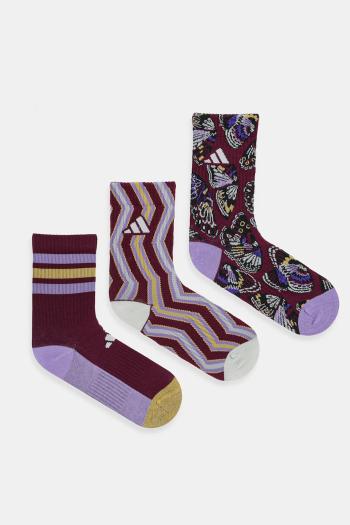 Ponožky adidas x Farm Rio 3-pak bordová farba, JN2676
