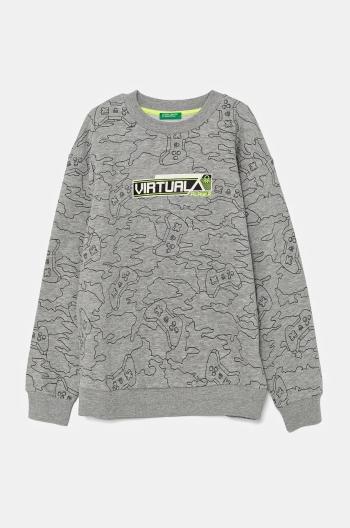 Detská mikina United Colors of Benetton šedá farba, vzorovaná, 3GHMC10M5