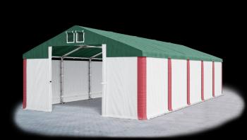 Garážový stan 4x6x2m strecha PVC 560g/m2 boky PVC 500g/m2 konštrukcia ZIMA PLUS Zelená Biela Červené