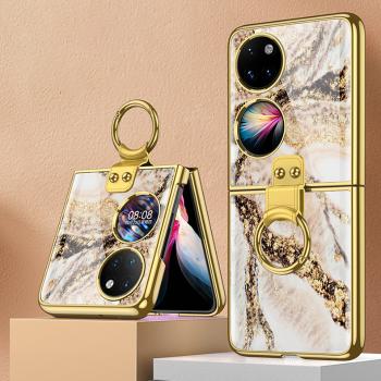 GKK GLASS Ochranný kryt s držiakom Huawei P50 Pocket GOLD MARBLE